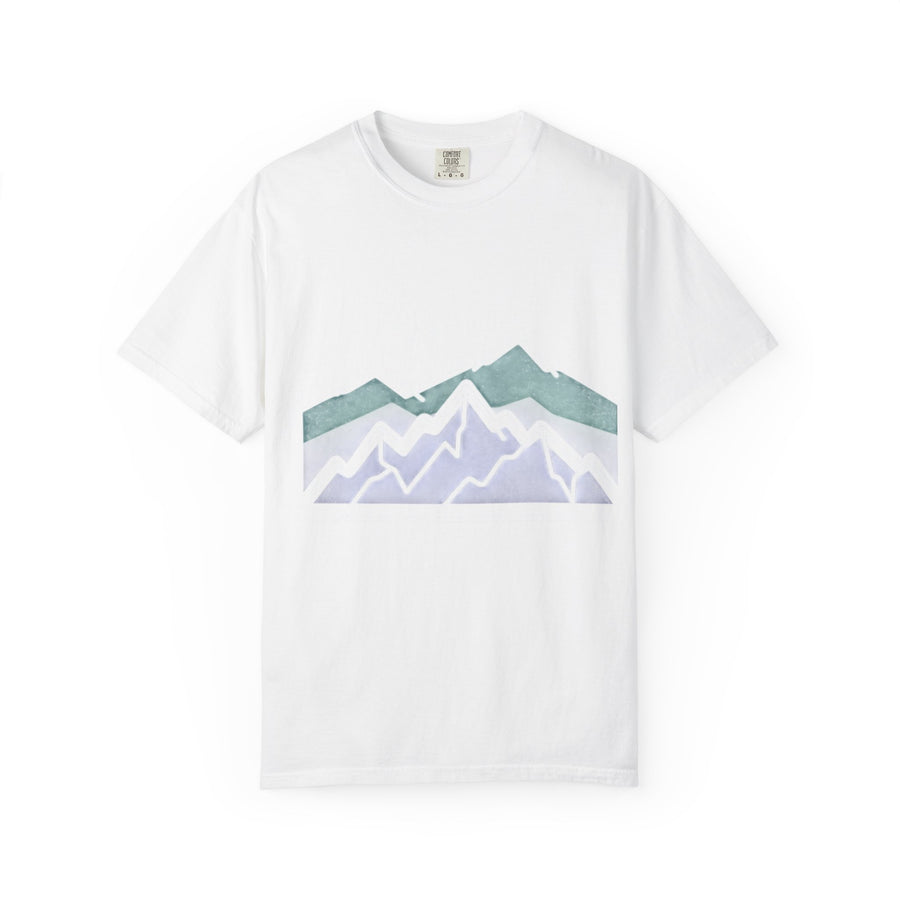 Mountain Range Graphic T-Shirt — Pastel Peaks Adventure Tee